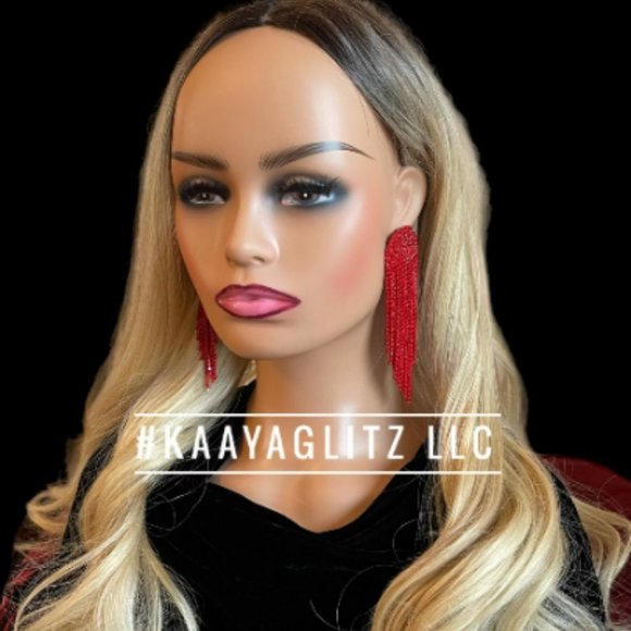 Valentines Day Gifts for Women Her Red Earrings Crystal Rhinestone Statement - Picture 2 of 3